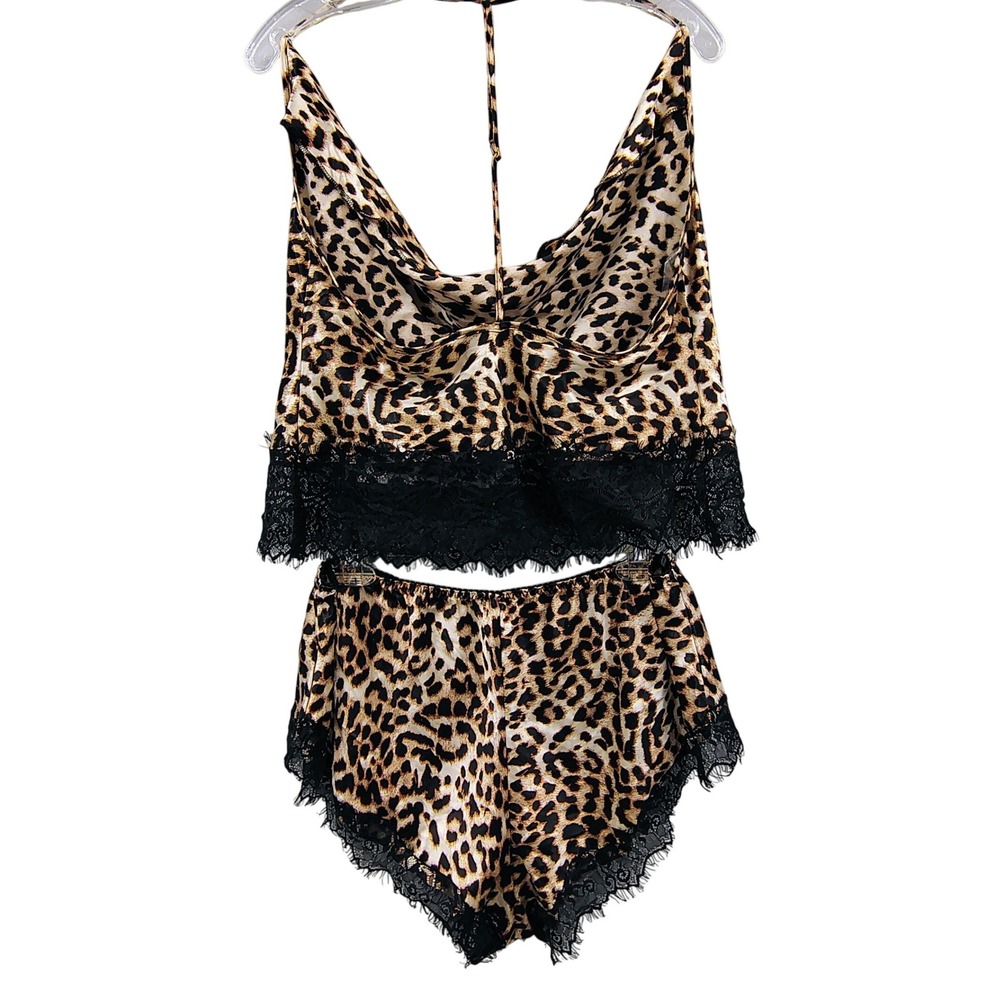 Dreamgirl Wild At Heart Leopard Print Satin Lingerie Set Mob Wives‎ Dark Romance